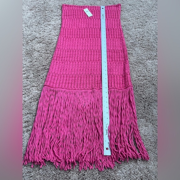 NWT new medium Anthropologie Celandine strapless crochet knit fringe dress pink - Picture 14 of 17